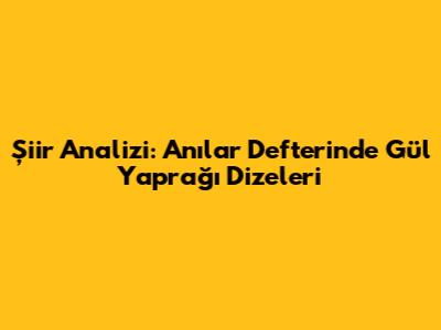 Şiir Analizi: Anılar Defterinde Gül Yaprağı Dizeleri