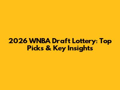2026 WNBA Draft Lottery: Top Picks & Key Insights