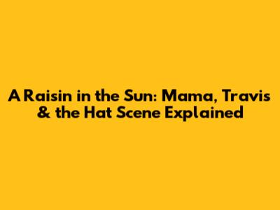 A Raisin in the Sun: Mama, Travis & the Hat Scene Explained