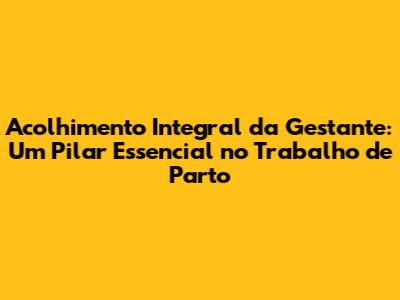 Acolhimento Integral da Gestante: Um Pilar Essencial no Trabalho de Parto
