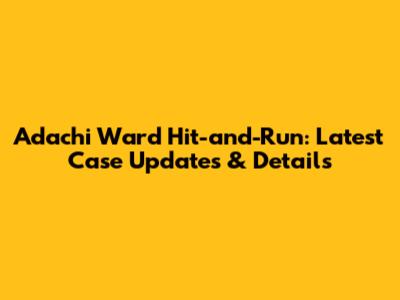 Adachi Ward Hit-and-Run: Latest Case Updates & Details