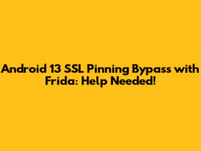 Android 13 SSL Pinning Bypass with Frida: Help Needed!