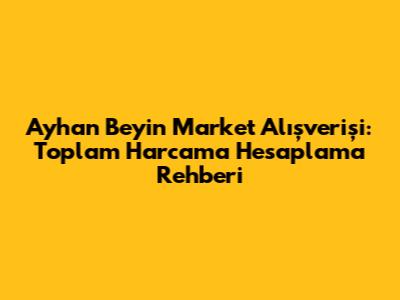 Ayhan Bey'in Market Alışverişi: Toplam Harcama Hesaplama Rehberi