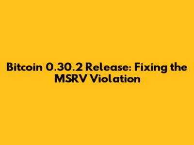 Bitcoin 0.30.2 Release: Fixing the MSRV Violation