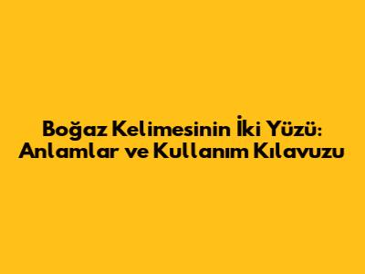 Boğaz Kelimesinin İki Yüzü: Anlamlar ve Kullanım Kılavuzu