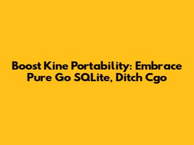 Boost Kine Portability: Embrace Pure Go SQLite, Ditch Cgo
