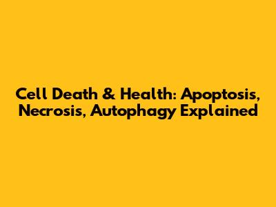 Cell Death & Health: Apoptosis, Necrosis, Autophagy Explained