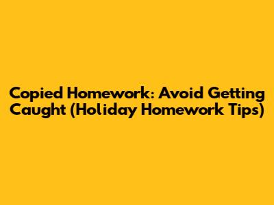 Copied Homework: Avoid Getting Caught (Holiday Homework Tips)