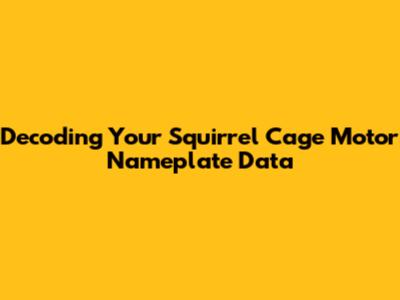 Decoding Your Squirrel Cage Motor Nameplate Data