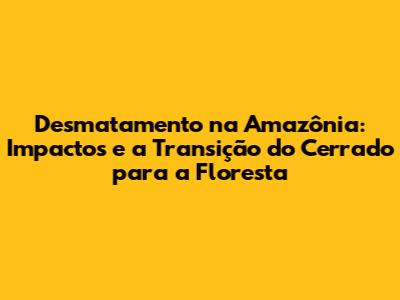 Desmatamento na Amazônia: Impactos e a Transição do Cerrado para a Floresta