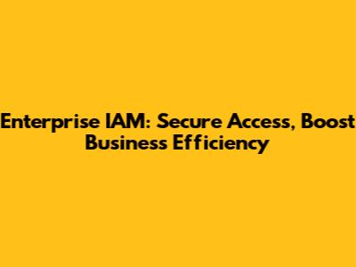 Enterprise IAM: Secure Access, Boost Business Efficiency