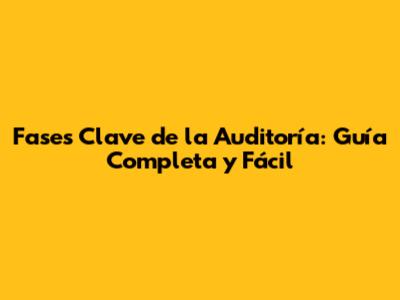 Fases Clave de la Auditoría: Guía Completa y Fácil