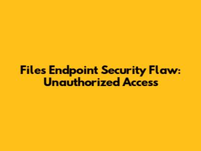 Files Endpoint Security Flaw: Unauthorized Access
