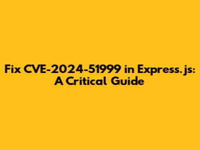 Fix CVE-2024-51999 in Express.js: A Critical Guide