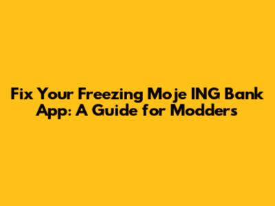 Fix Your Freezing Moje ING Bank App: A Guide for Modders