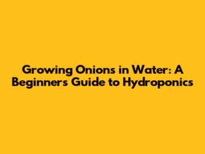 Growing Onions in Water: A Beginner's Guide to Hydroponics