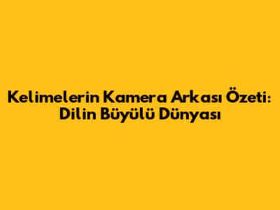 Kelimelerin Kamera Arkası Özeti: Dilin Büyülü Dünyası