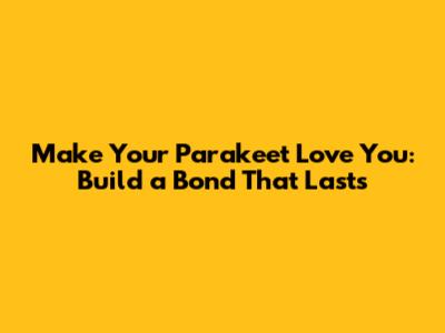 Make Your Parakeet Love You: Build a Bond That Lasts