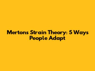 Merton's Strain Theory: 5 Ways People Adapt