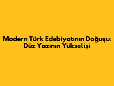 Modern Türk Edebiyatının Doğuşu: Düz Yazının Yükselişi