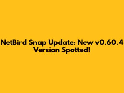 NetBird Snap Update: New v0.60.4 Version Spotted!