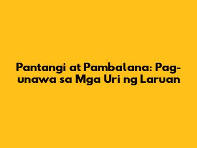 Pantangi at Pambalana: Pag-unawa sa Mga Uri ng Laruan