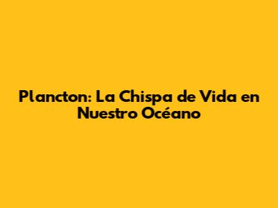 Plancton: La Chispa de Vida en Nuestro Océano