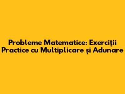 Probleme Matematice: Exerciții Practice cu Multiplicare și Adunare