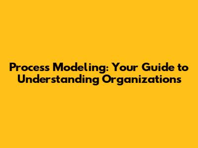 Process Modeling: Your Guide to Understanding Organizations