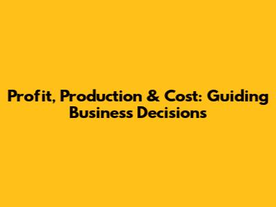 Profit, Production & Cost: Guiding Business Decisions