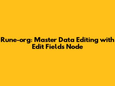 Rune-org: Master Data Editing with Edit Fields Node