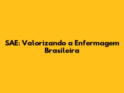 SAE: Valorizando a Enfermagem Brasileira