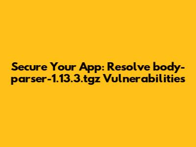 Secure Your App: Resolve body-parser-1.13.3.tgz Vulnerabilities