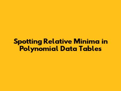 Spotting Relative Minima in Polynomial Data Tables