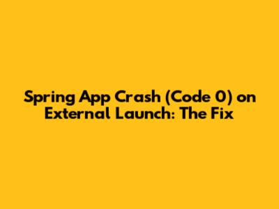 Spring App Crash (Code 0) on External Launch: The Fix
