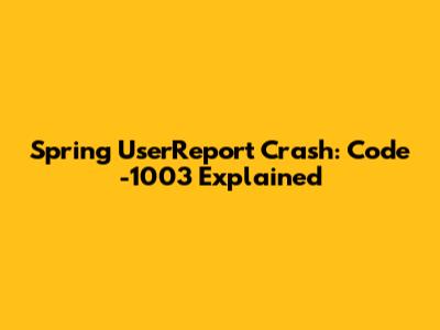 Spring UserReport Crash: Code -1003 Explained