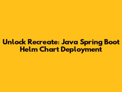 Unlock Recreate: Java Spring Boot Helm Chart Deployment