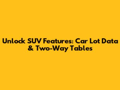 Unlock SUV Features: Car Lot Data & Two-Way Tables