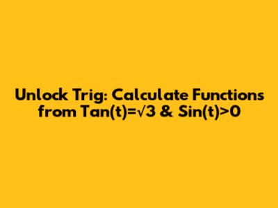 Unlock Trig: Calculate Functions from Tan(t)=√3 & Sin(t)>0