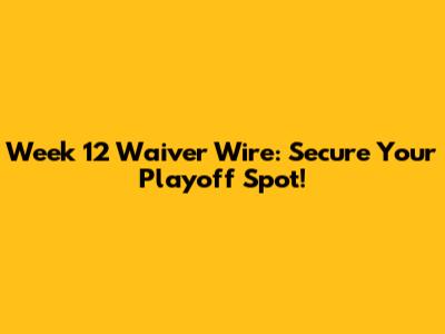 Week 12 Waiver Wire: Secure Your Playoff Spot!